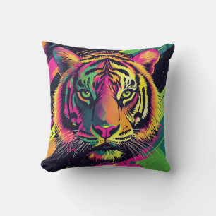 Pop Art Tiger Illustration mit Neon Colors Kissen