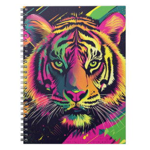 Pop Art Tiger Illustration mit Neon Colors Notizblock