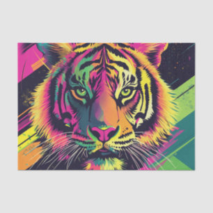 Pop Art Tiger Illustration mit Neon Colors Seidenpapier