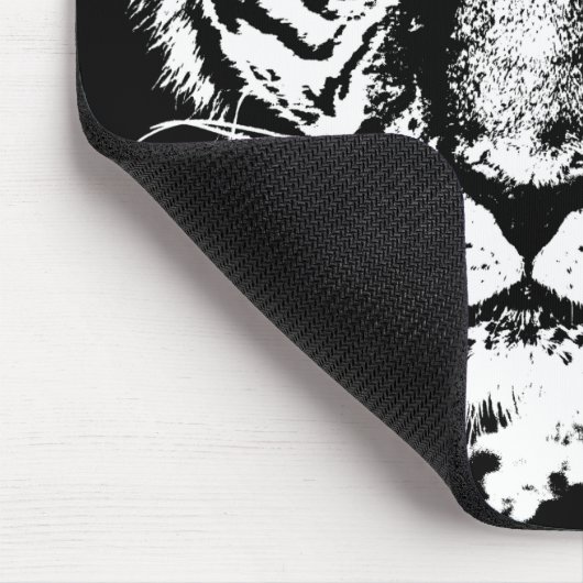 Pop Art Tiger Kopf Schwarzweiß Vorlage Mousepad (Ecke)
