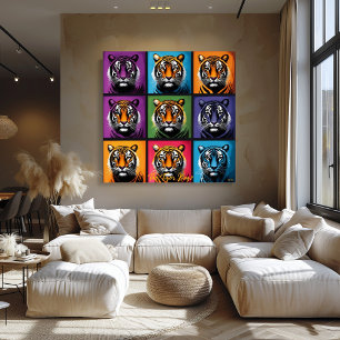 Pop-Art-Tiger-Raster-Bold-Wandkunst Poster