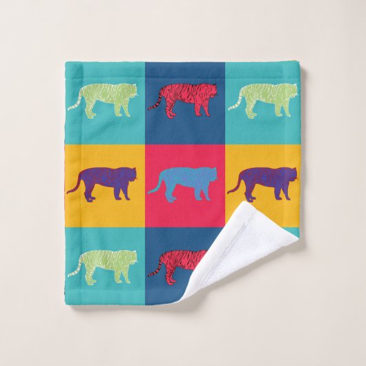 Pop Art Tigers Badhandtuch Set (Waschlappen)