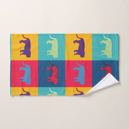 Pop Art Tigers Badhandtuch Set (Handtuch)