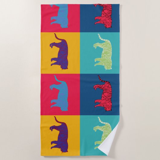 Pop Art Tigers Strandtuch (Vorderseite)