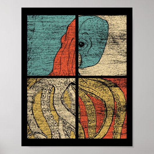 Pop Art Tintenfisch Octopus Poster (Vorne)