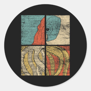 Pop Art Tintenfisch Octopus Runder Aufkleber