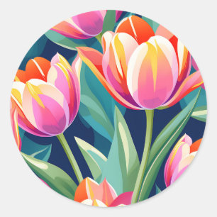 Pop Art Tulip Runder Aufkleber