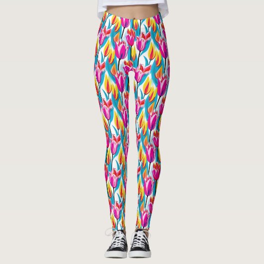 Pop Art Tulips Leggings (Vorderseite)