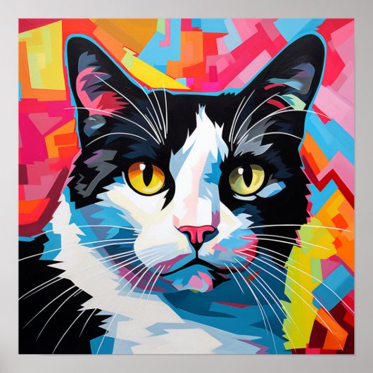 Pop Art Tuxedo Cat Poster (Vorne)
