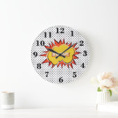 Pop Art Typografy Retrostyle Große Wanduhr (Zuhause)