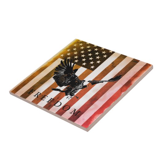 Pop Art US Flag Freiheit Adler Landung Fliese (Seite)
