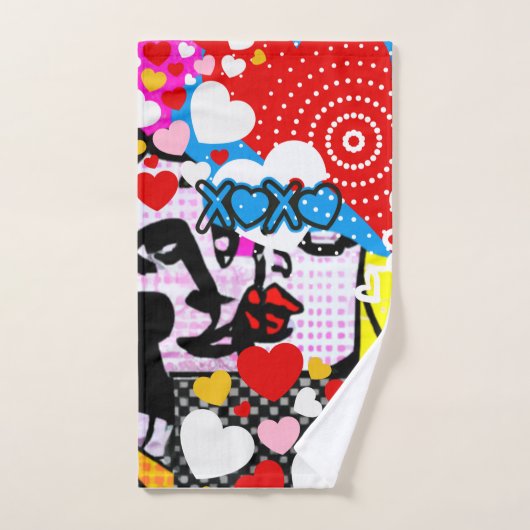 Pop Art Valentine Badhandtuch Set (Handtuch)