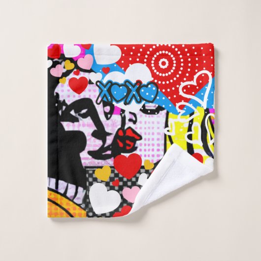 Pop Art Valentine Badhandtuch Set (Waschlappen)