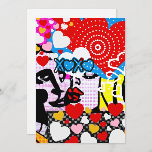 Pop Art Valentine Dankeskarte (Vorne/Hinten)