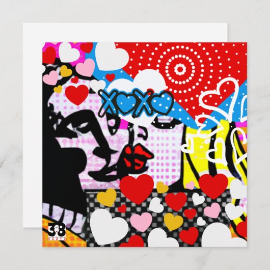 Pop Art Valentine Feiertagskarte (Vorne/Hinten)