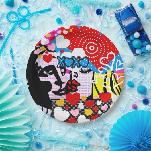 Pop Art Valentine Pappteller (Party)