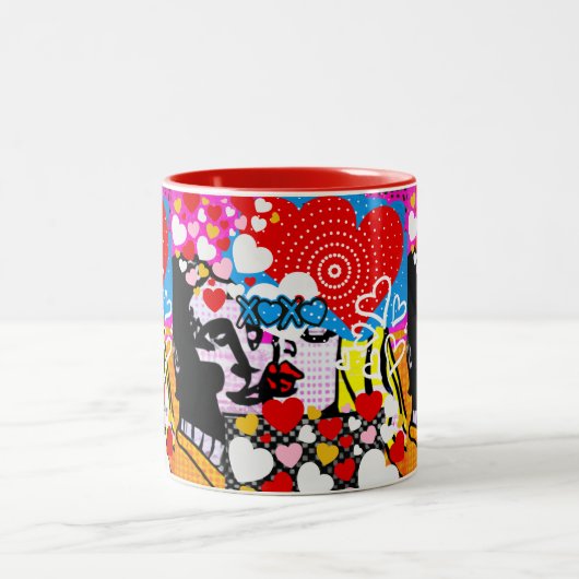Pop Art Valentine Zweifarbige Tasse (Mittel)