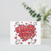 Pop Art Valentinstag Postkarte (Stehend Vorderseite)