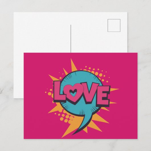 Pop Art Valentinstag Postkarte (Vorne/Hinten)