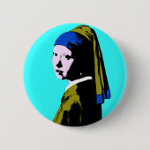 Pop Art Vermeer's Pearl Earring Button (Vorderseite)