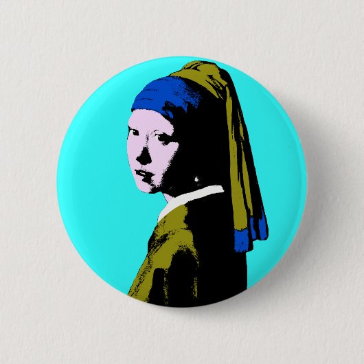 Pop Art Vermeer's Pearl Earring Button (Vorderseite)