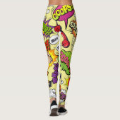 Pop Art Vibrann Retro Comic Text Leggings (Rückseite)
