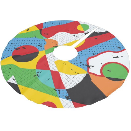 Pop Art, Vibrant Minimalismus. Polyester Weihnachtsbaumdecke (Schrägansicht)