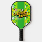 Pop Art Viel Glück Pickleball Schläger (Vorderseite)