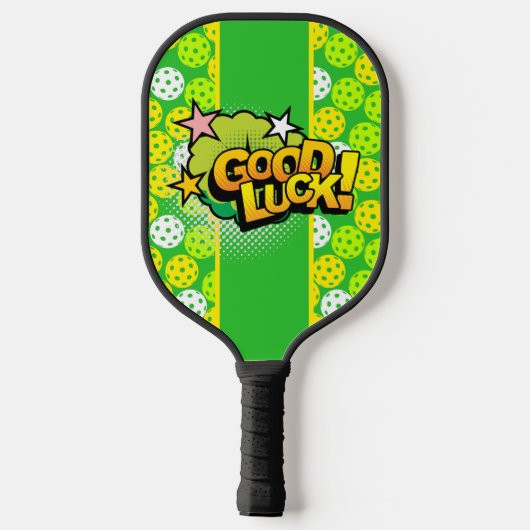 Pop Art Viel Glück Pickleball Schläger (Rückseite)