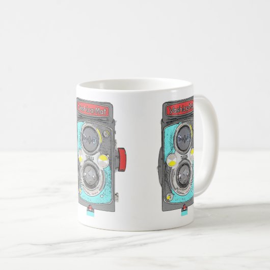 Pop Art Vintag Camera. Kaffeetasse (VorderseiteRechts)