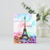 Pop Art Vintag Eiffelturm Postkarte (Stehend Vorderseite)
