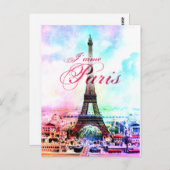 Pop Art Vintag Eiffelturm Postkarte (Vorne/Hinten)