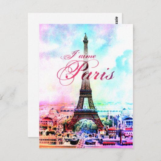 Pop Art Vintag Eiffelturm Postkarte (Vorne/Hinten)
