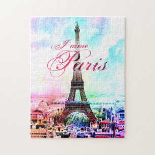 Pop Art Vintage Eiffelturm Puzzle