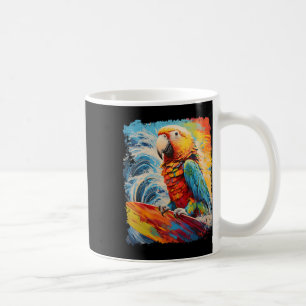 Pop Art Vintage Haustier Vogel Papagei Surfen  Kaffeetasse