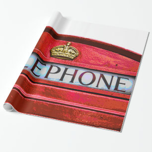 Pop-Art Vintage London City Rote Telefonzelle Geschenkpapier