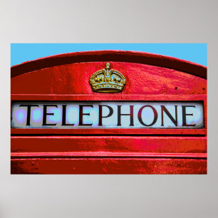Pop-Art Vintage London City Rote Telefonzelle Poster