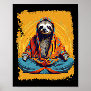 Pop Art Vintage-Zoo-Tier Faultier Yoga Poster