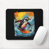 Pop Art Vintage Zoo Vogel Surft Pinguin Mousepad (Mit Mouse)