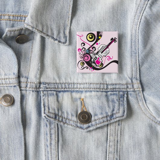 Pop Art Violin Abstract Musical Punk Rock Button (Beispiel)