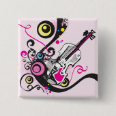 Pop Art Violin Abstract Musical Punk Rock Button (Vorderseite)