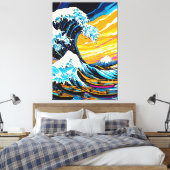 Pop Art Vision der Großen Welle von Kanagawa Leinwanddruck (Insitu (Schlafzimmer))