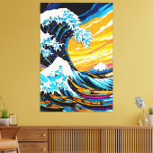 Pop Art Vision der Großen Welle von Kanagawa Leinwanddruck (Insitu (Wohnzimmer))