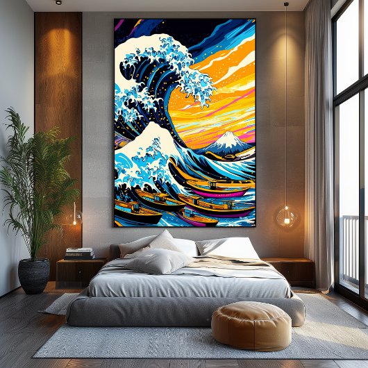 Pop Art Vision der Großen Welle von Kanagawa Leinwanddruck