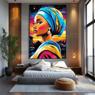 Pop-Art-Vision von Mädchen mit dem Perlenohrring Leinwanddruck
