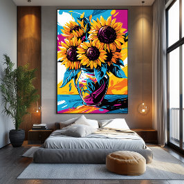 Pop Art Vision von Sonnenblumen Leinwanddruck