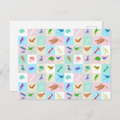 Pop Art Vogelmuster Postkarte (Vorne/Hinten)