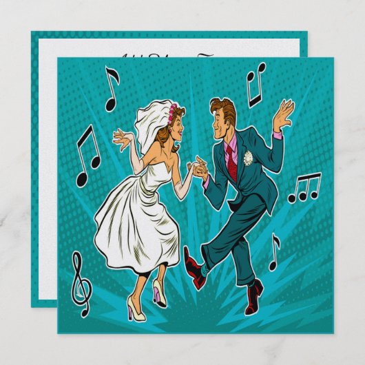 Pop Art Wedding Jitterbug Einladung (Vorne/Hinten)