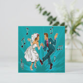 Pop Art Wedding Jitterbug Einladung (Stehend Vorderseite)