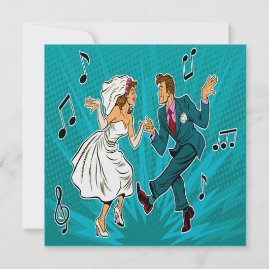 Pop Art Wedding Jitterbug Einladung (Vorderseite)